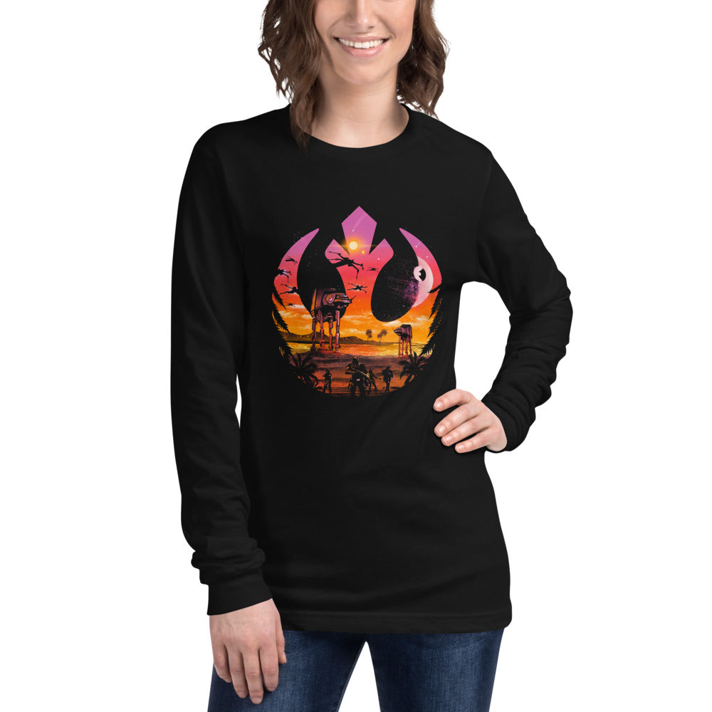 Manga larga Star Wars Rebel Emblem Death Star Sunset - Modelo femenina