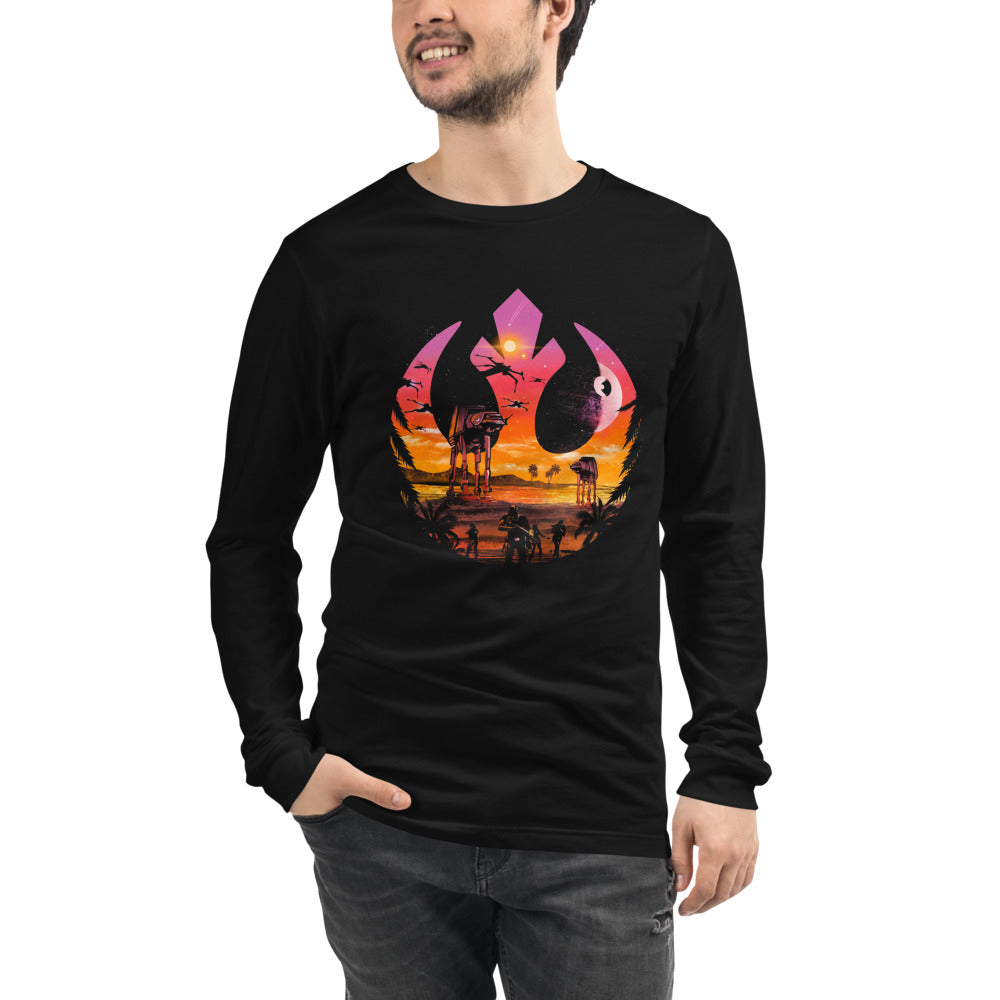 Manga larga Star Wars Rebel Emblem Death Star Sunset - Modelo masculino