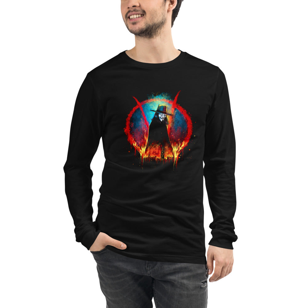 Manga larga V For Vendetta Burning Big Ben Red V - Modelo masculino