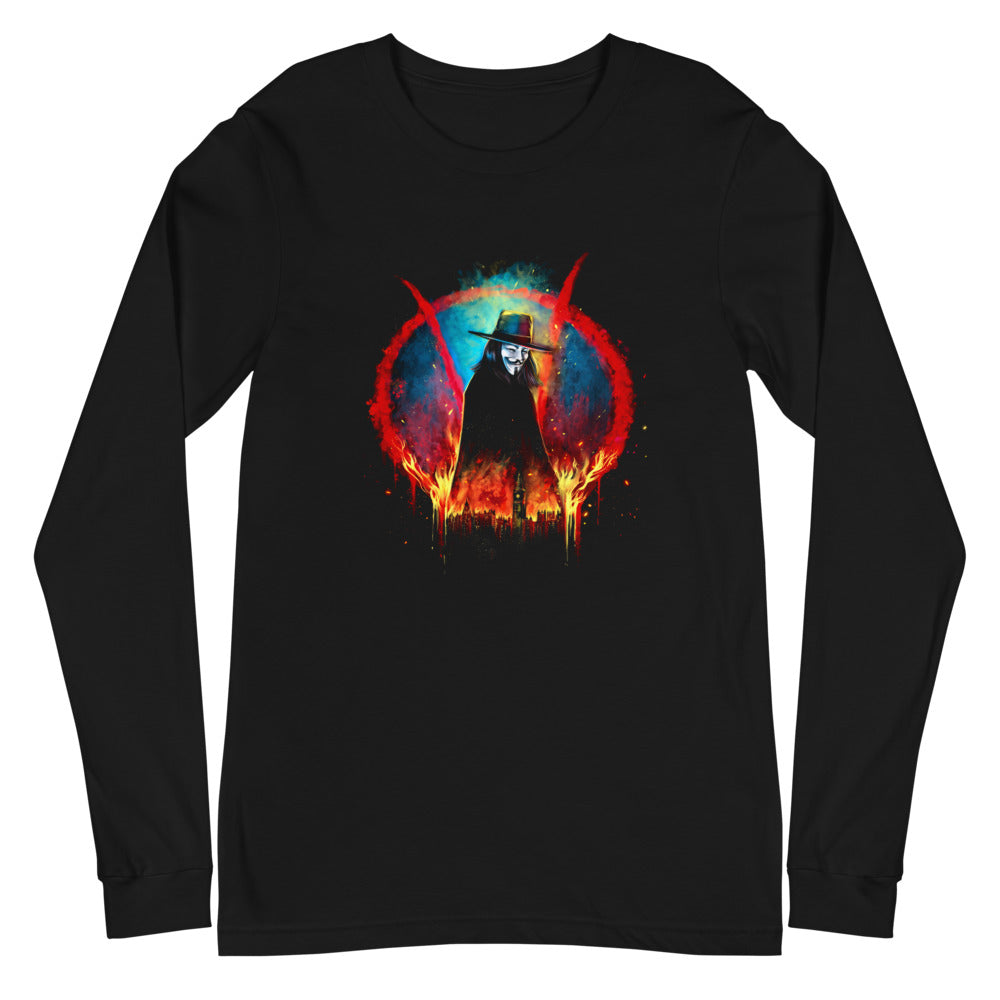 Manga larga V For Vendetta Burning Big Ben Red V - Plano