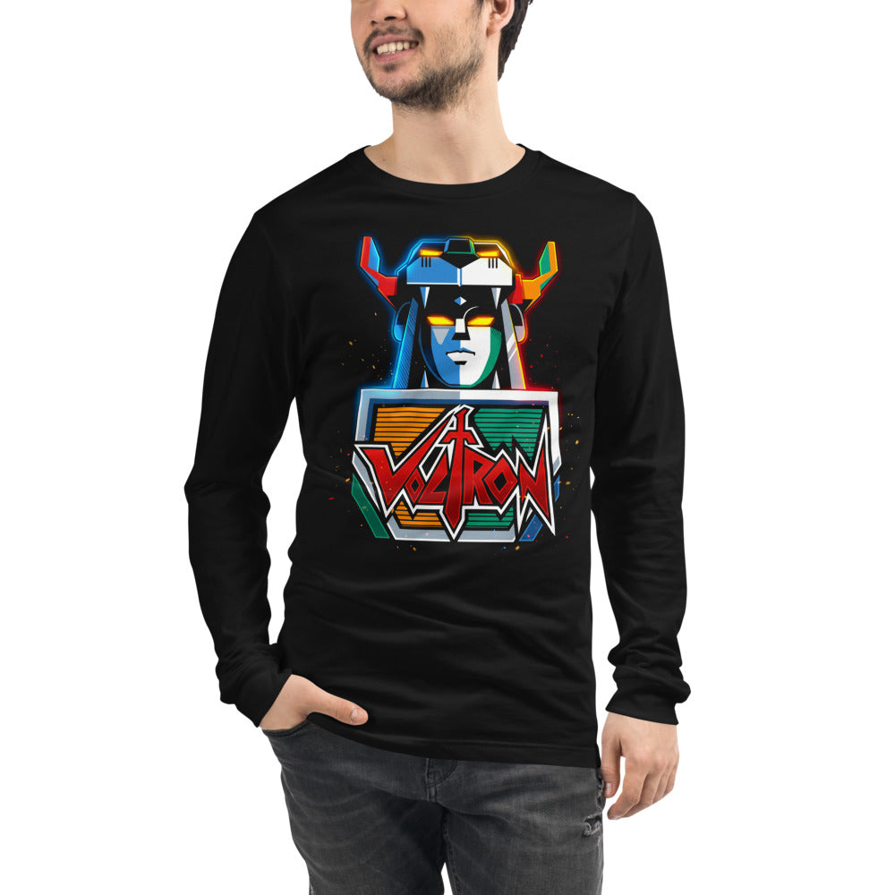 Manga larga Voltron Neon Robot Head Yellow Eyes - Modelo masculino