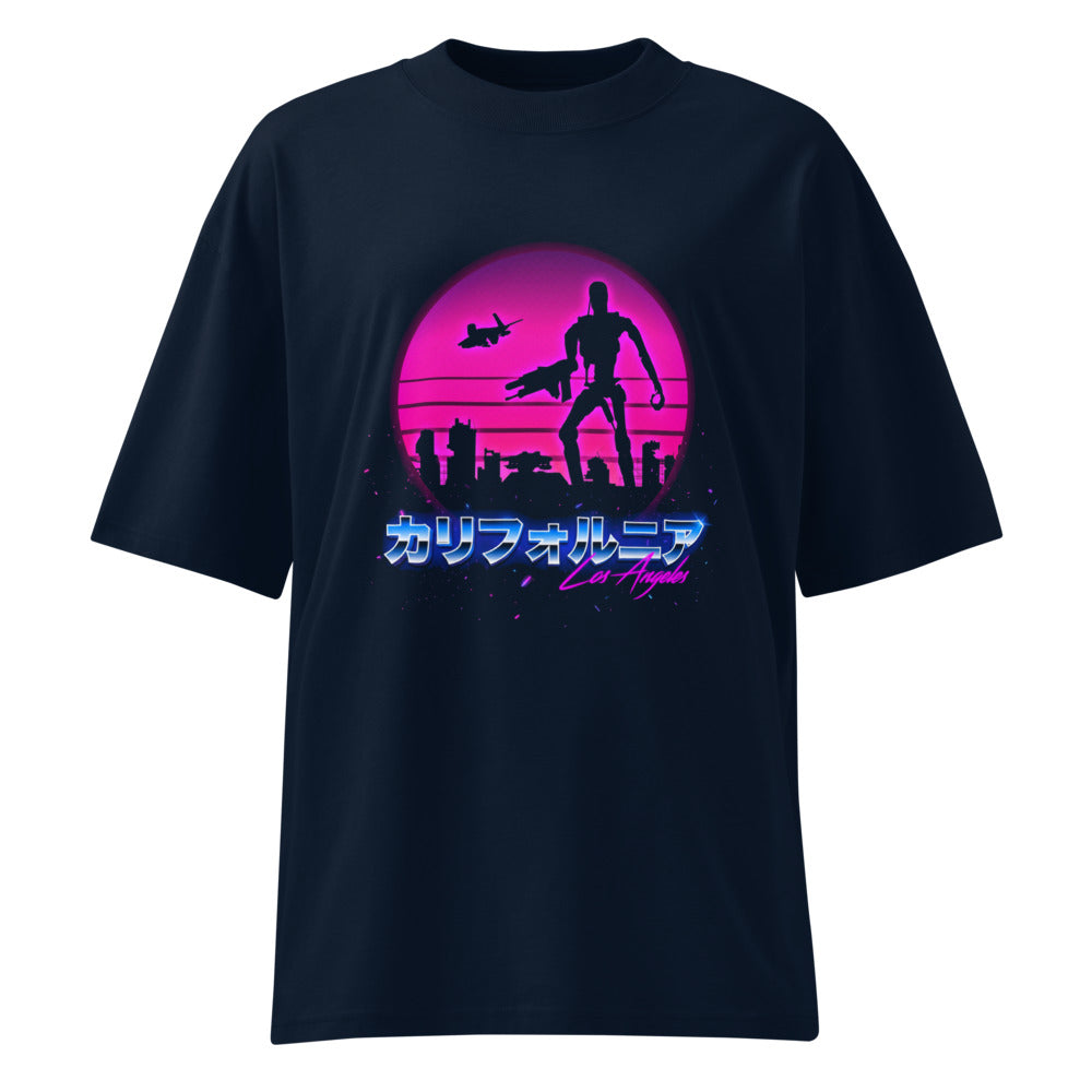 Oversize Terminator Los Angeles Synthwave Endoskeleton - Frente fantasma