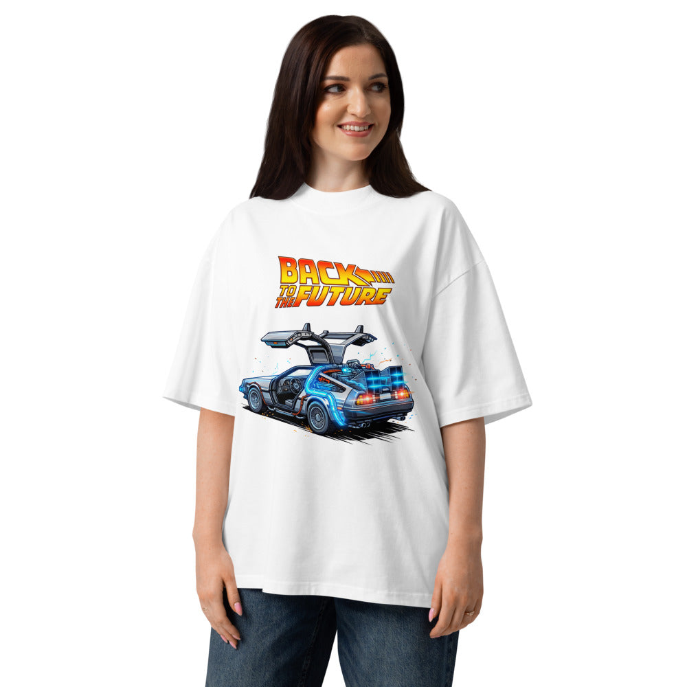 Oversize Back To The Future DeLorean Blue Glow - Modelo femenina