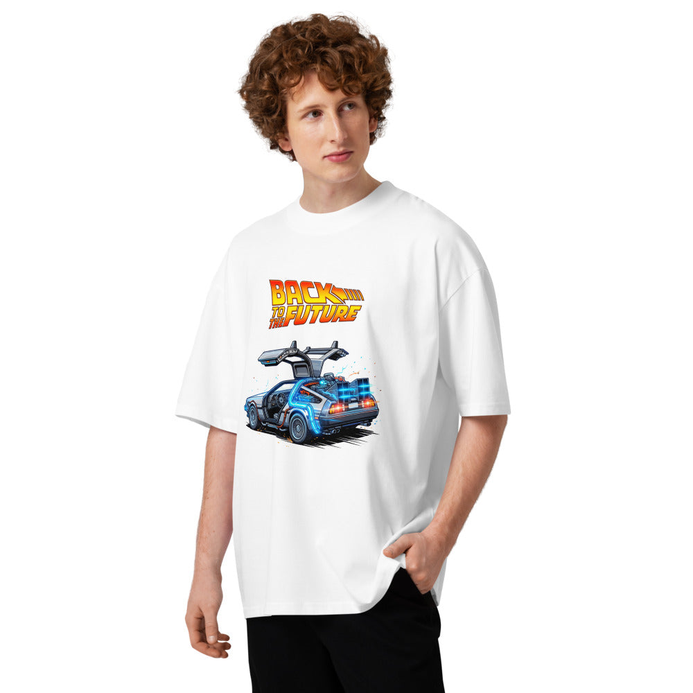 Oversize Back To The Future DeLorean Blue Glow - Modelo masculino