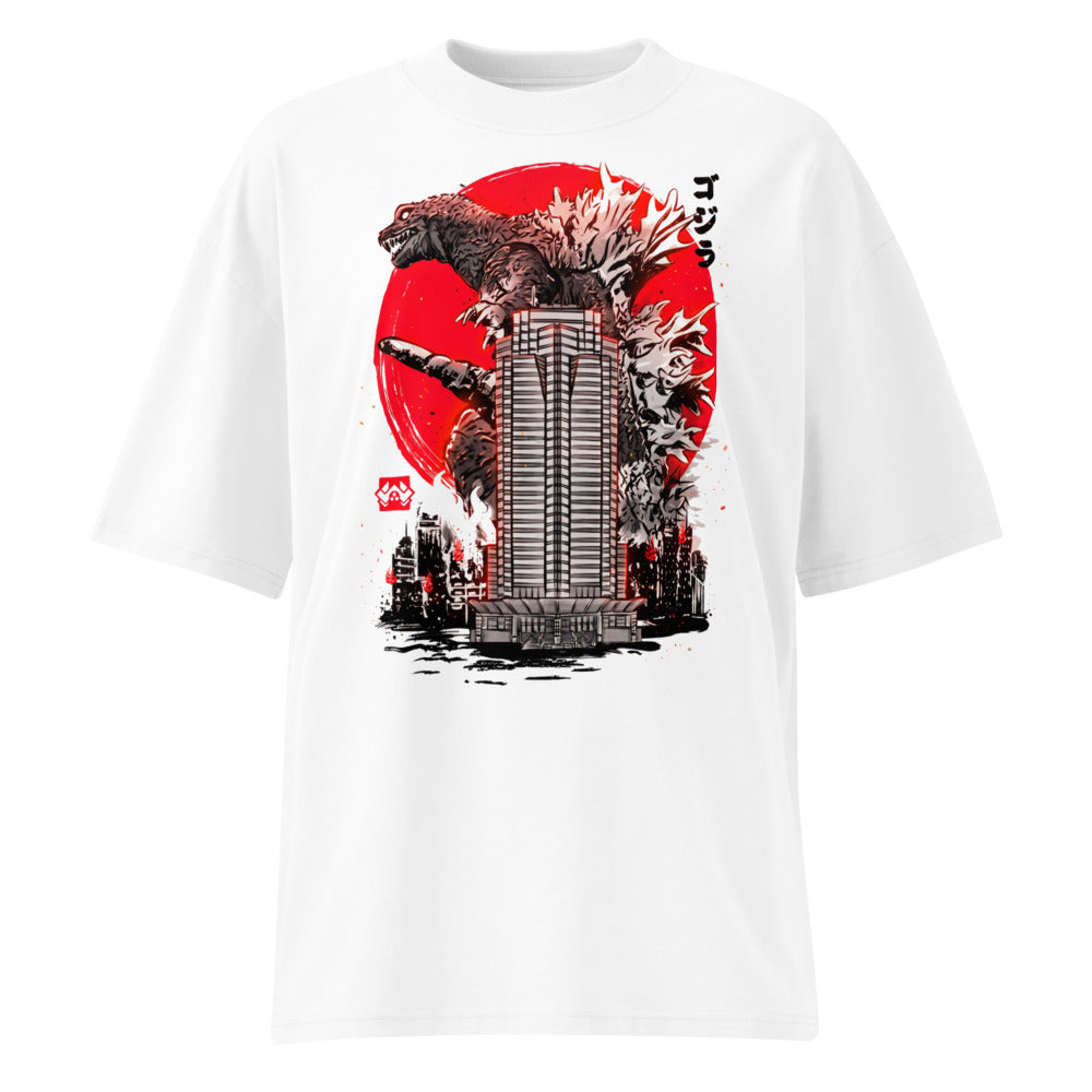 Oversize Godzilla Sumi-e Red Sun Skyscraper - Frente fantasma