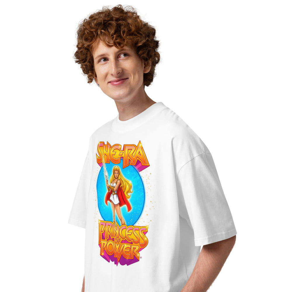 Oversize She-Ra Princess Of Power Starry Blue Circle - Modelo masculino lateral