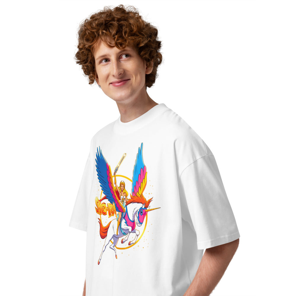 Oversize She-Ra Swift Wind Rainbow Wings - Modelo masculino lateral