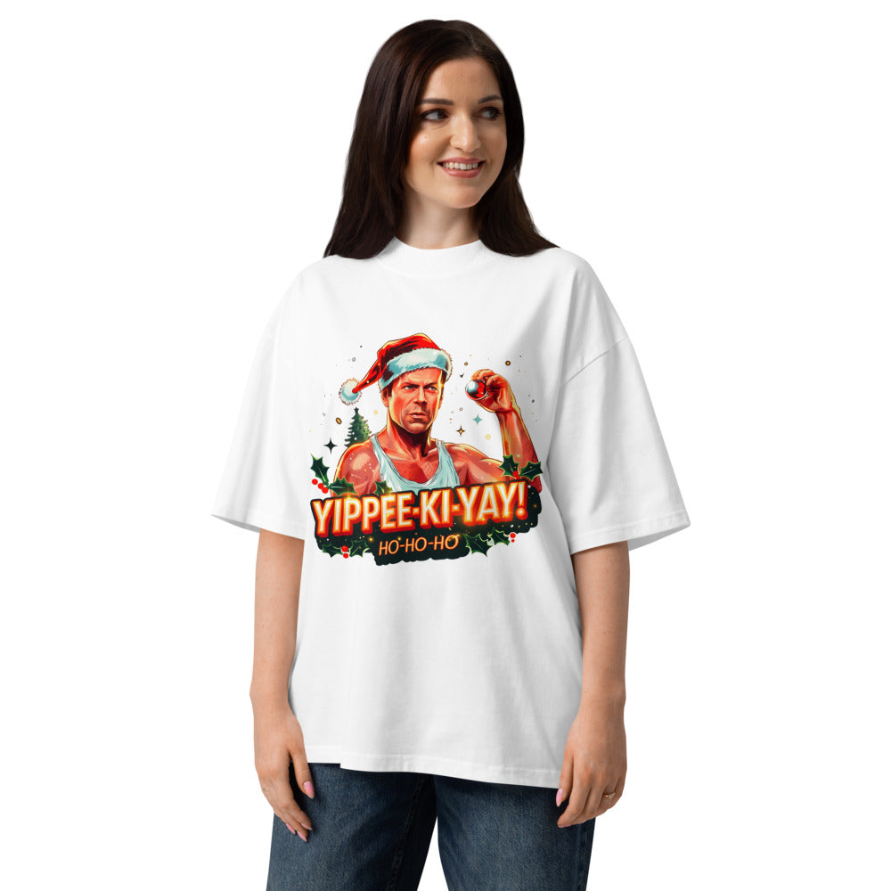 Oversize Yippee Ki Yay Ho Ho Ho Santa Hat - Modelo femenina
