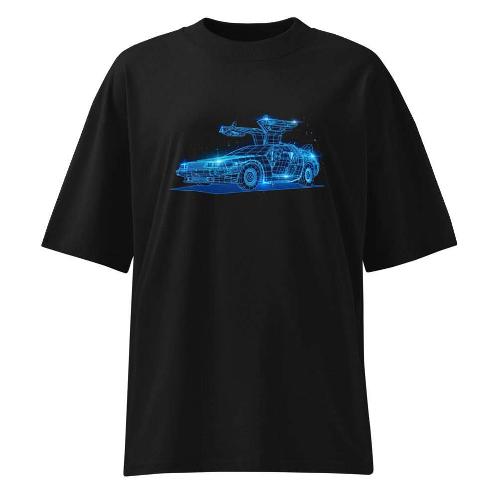 Oversize Back To The Future DeLorean Neon Wireframe - Frente fantasma