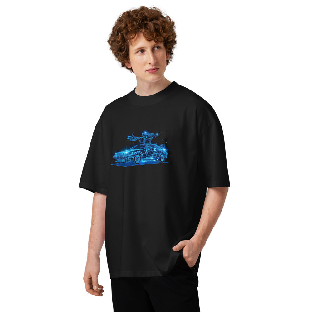 Oversize Back To The Future DeLorean Neon Wireframe - Modelo masculino