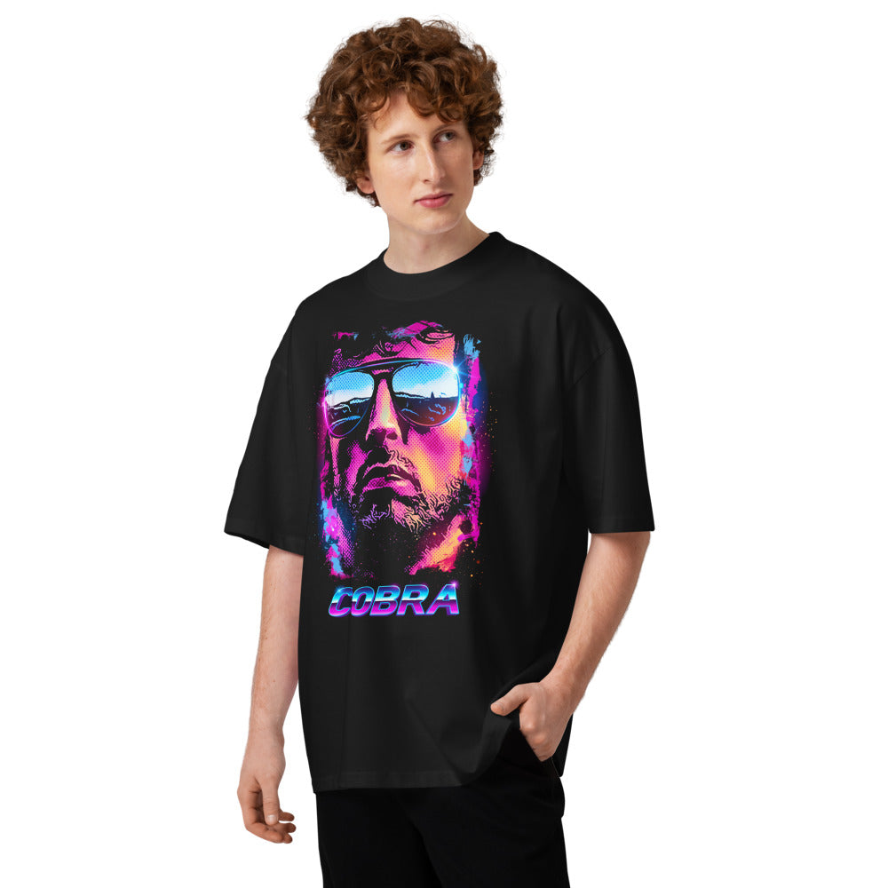 Oversize Cobra Neon Sunglasses Synthwave - Modelo masculino