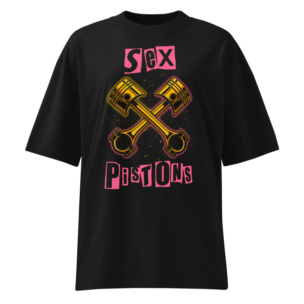 Oversize Crossed Golden Pistons Punk Pink Letters - Frente fantasma