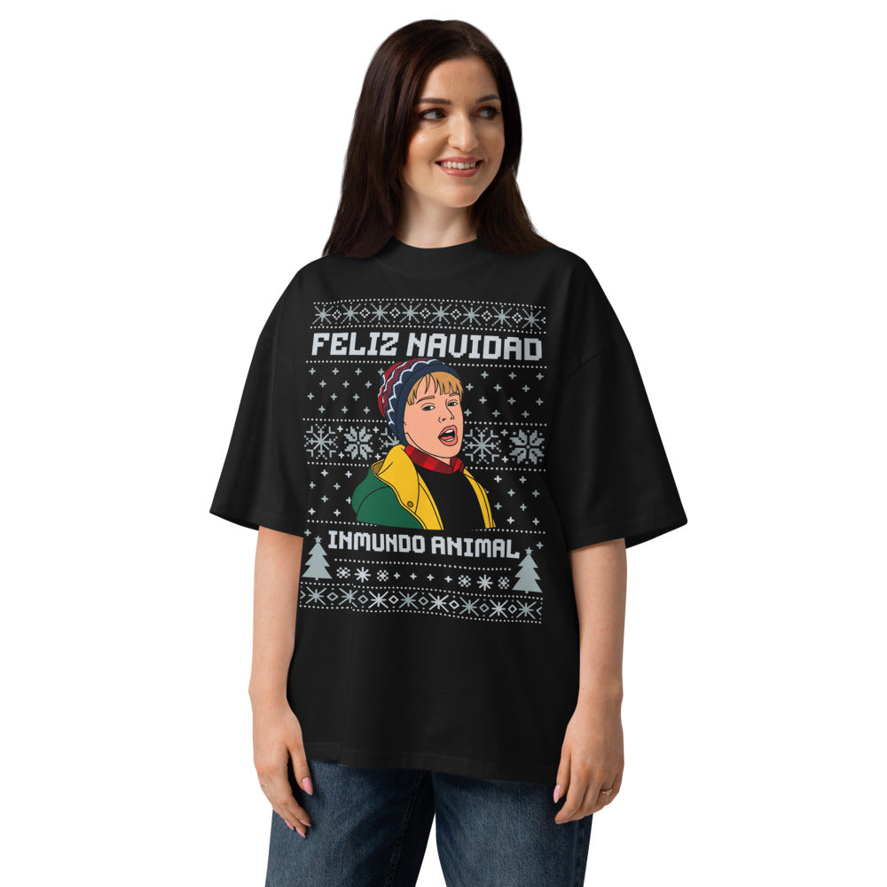 Oversize Feliz Navidad Inmundo Animal Suéter Feo - Modelo femenina