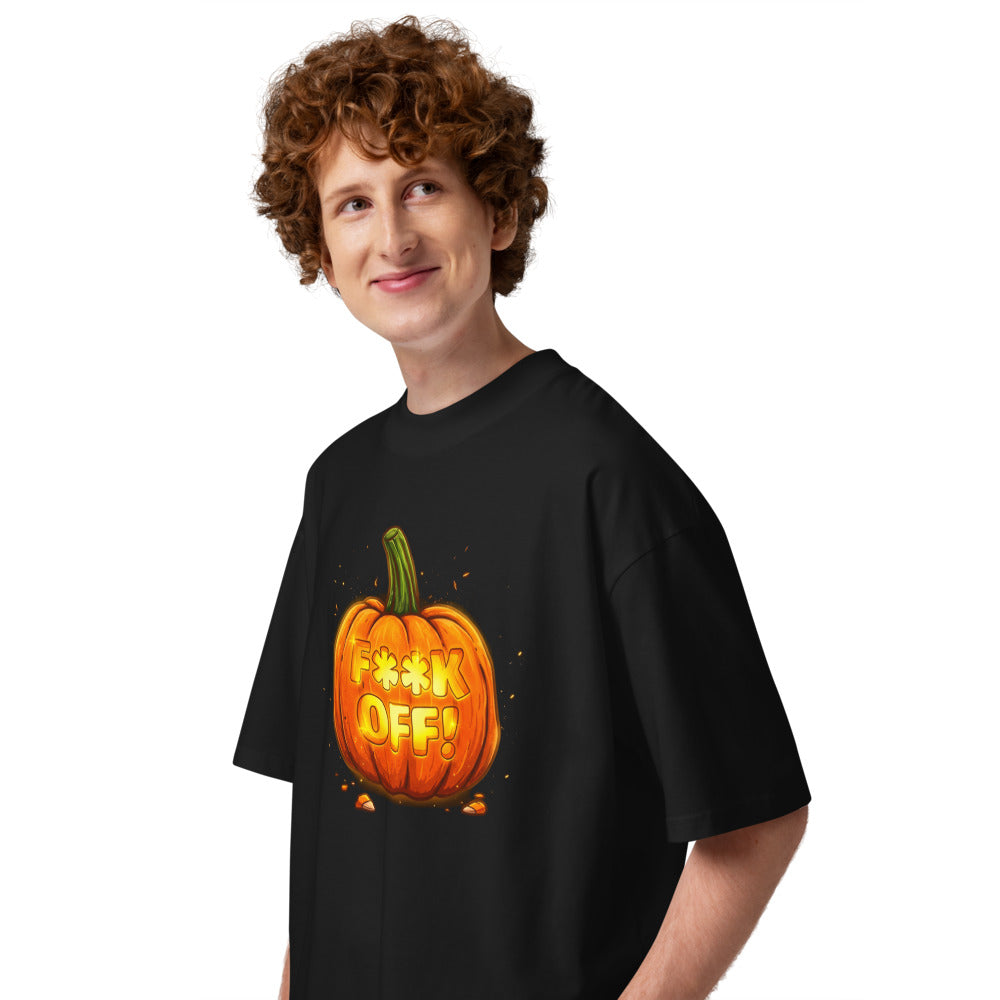 Oversize Glowing Jack O Lantern Halloween Humor - Modelo masculino lateral