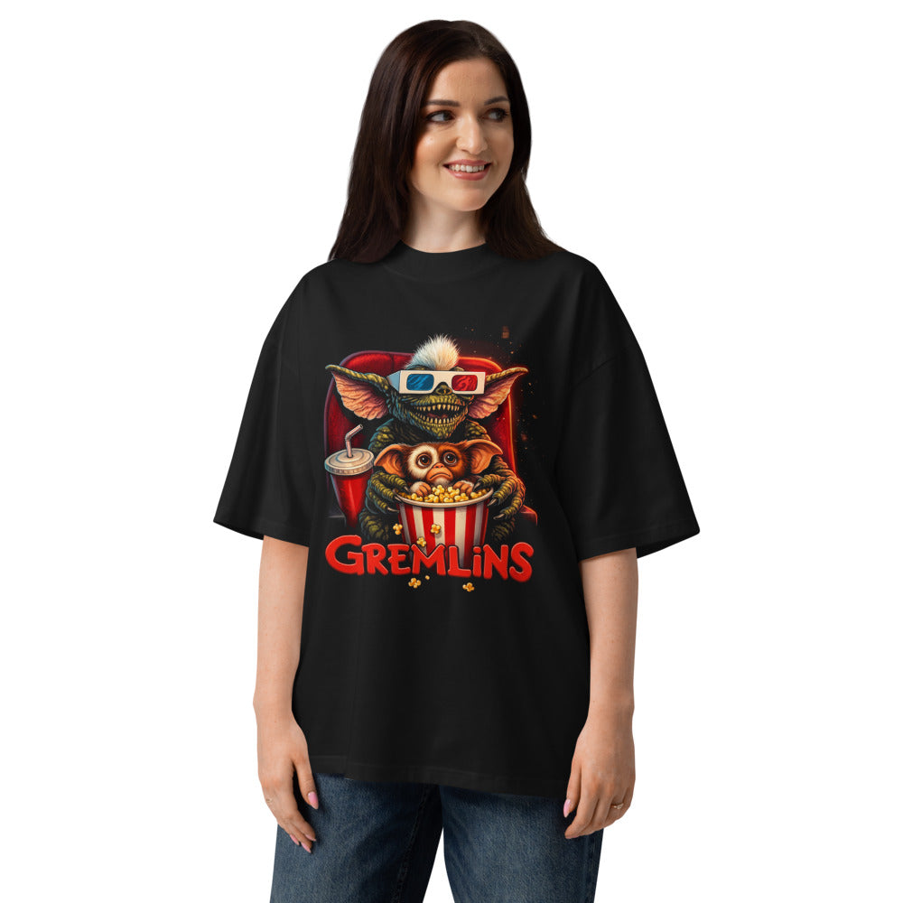 Oversize Gremlins Stripe Gizmo Movie Night - Modelo femenina