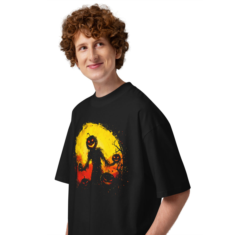 Oversize Halloween Pumpkin Scarecrow Moon - Modelo masculino lateral