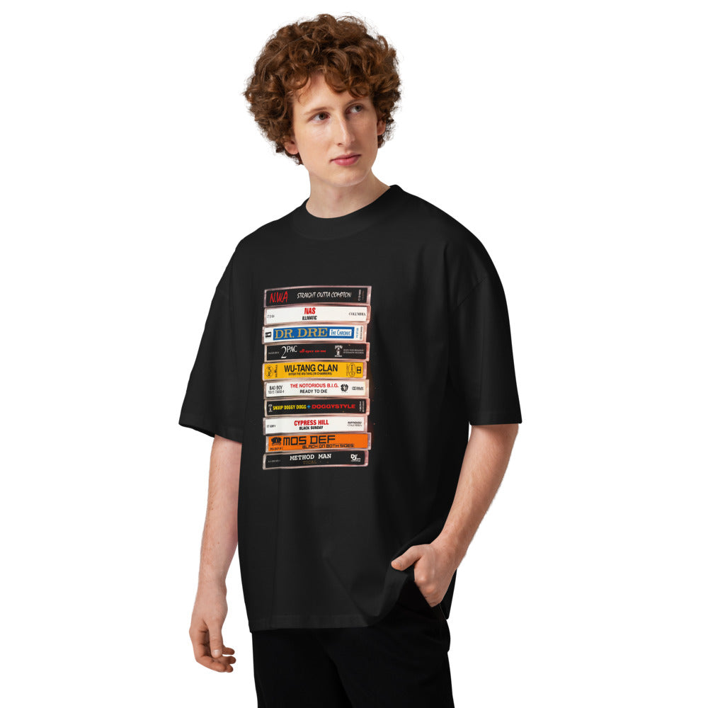 Oversize Hip Hop Cassette Stack NWA 2Pac Wu-Tang - Modelo masculino