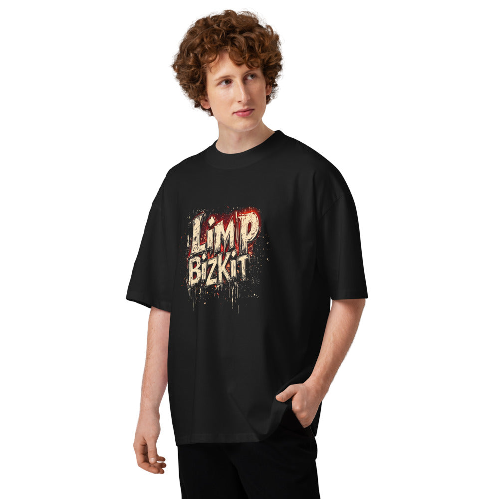 Oversize Limp Bizkit Grunge Drip Red Glow - Modelo masculino