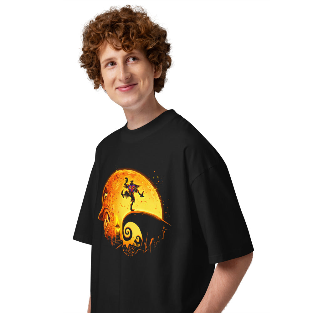 Oversize Majora's Mask Skull Kid Spiral Hill Moon - Modelo masculino lateral