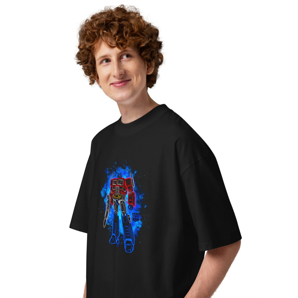 Oversize Optimus Prime Neon Outline Nebula - Modelo masculino lateral
