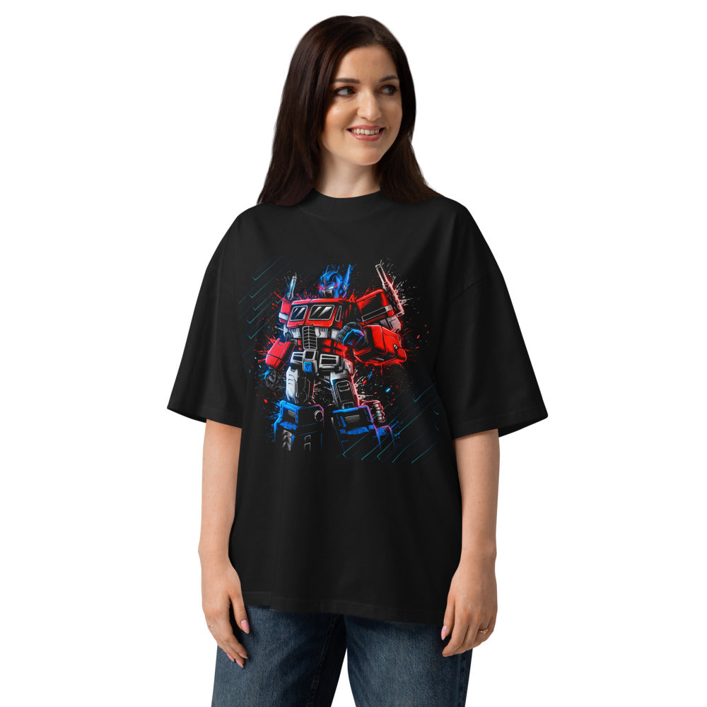 Oversize Optimus Prime Neon Paint Splatter - Modelo femenina