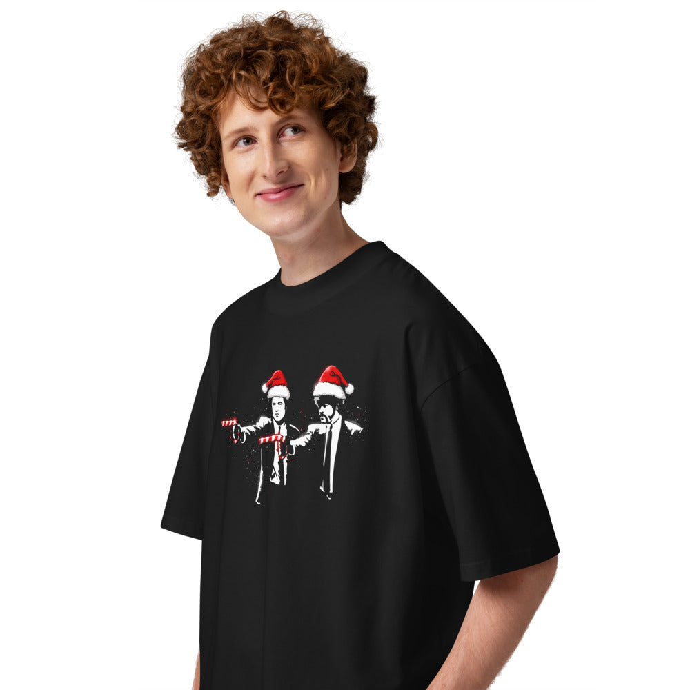 Oversize Pulp Fiction Santa Hats Candy Canes - Modelo masculino lateral