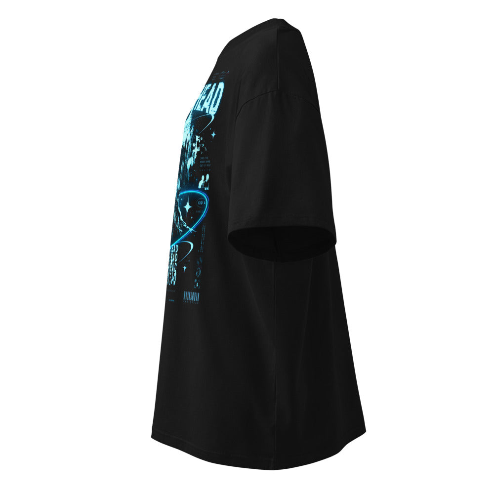 Oversize Radiohead Kid A Cyan Glitch Face - Lateral fantasma