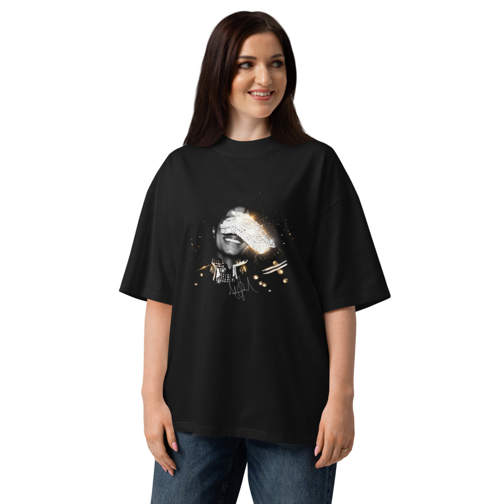 Oversize Sequined Glove Smile Gold Sparks - Modelo femenina