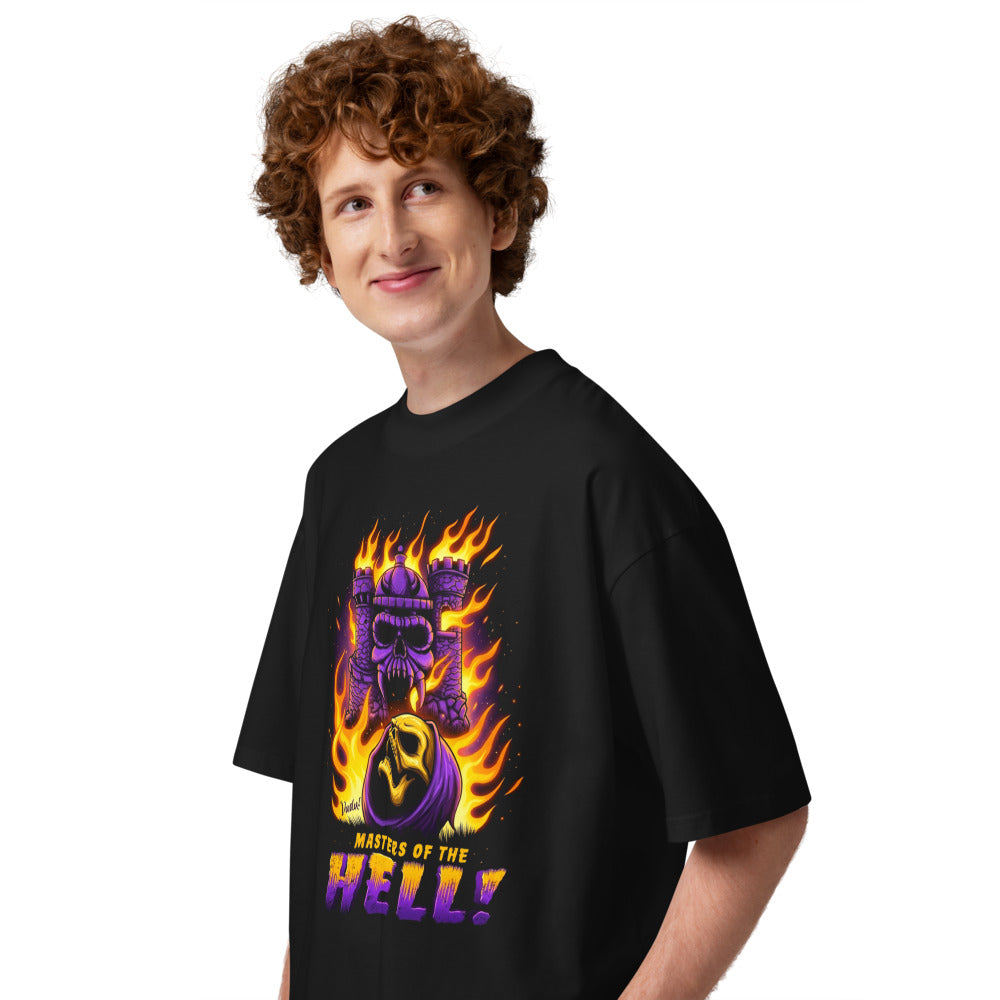 Oversize Skeletor Castle Grayskull Flames - Modelo masculino lateral