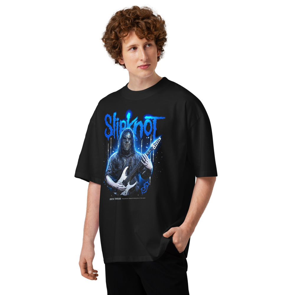 Oversize Slipknot Blue Neon Mask White Guitar - Modelo masculino