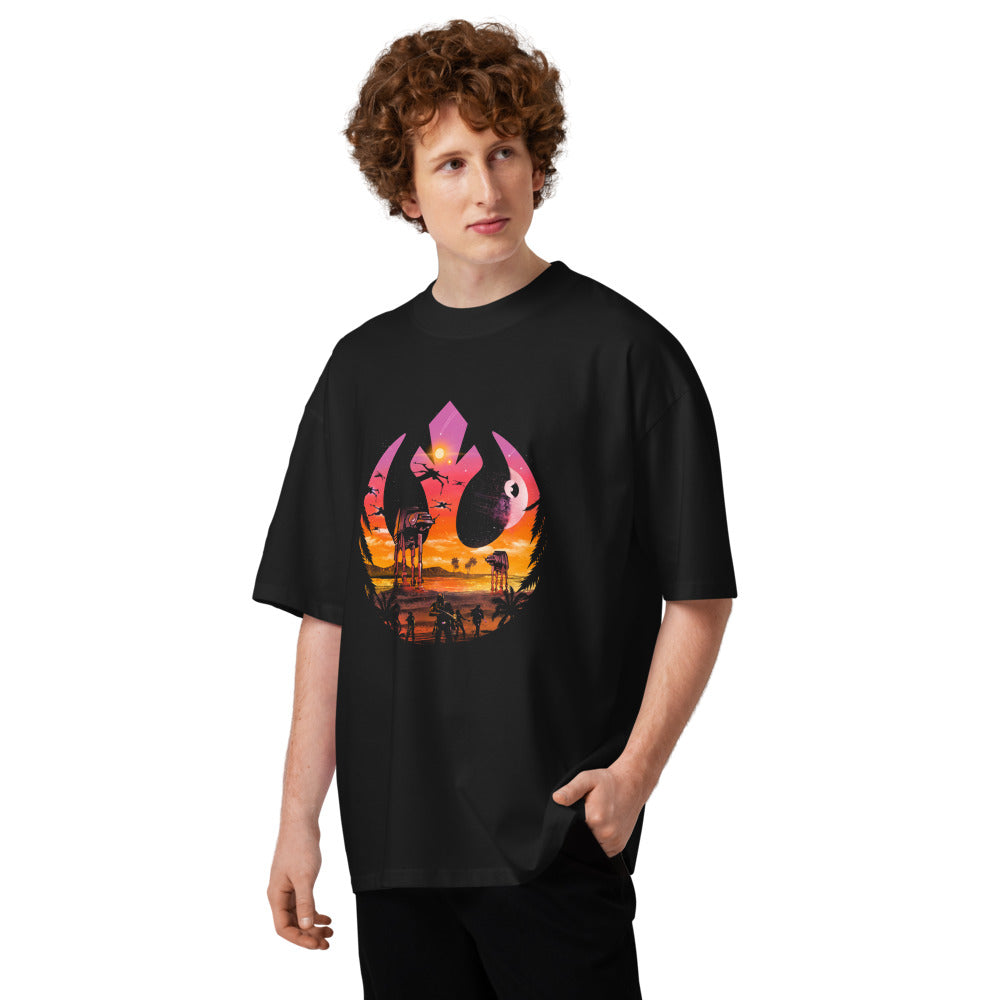 Oversize Star Wars Rebel Emblem Death Star Sunset - Modelo masculino