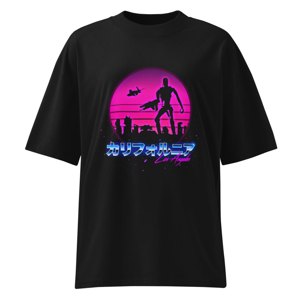 Oversize Terminator Los Angeles Synthwave Endoskeleton - Frente fantasma