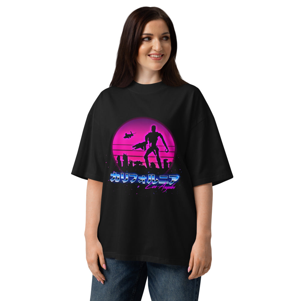 Oversize Terminator Los Angeles Synthwave Endoskeleton - Modelo femenina
