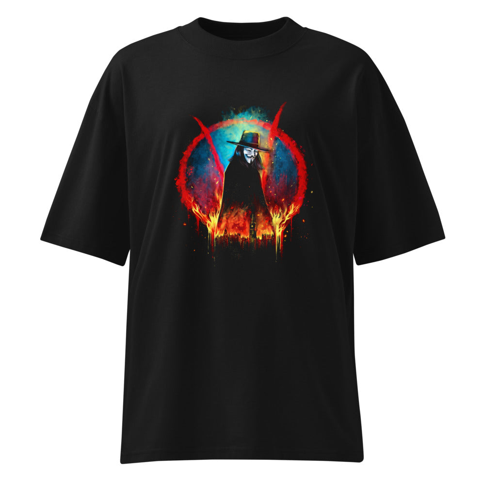 Oversize V For Vendetta Burning Big Ben Red V - Frente fantasma