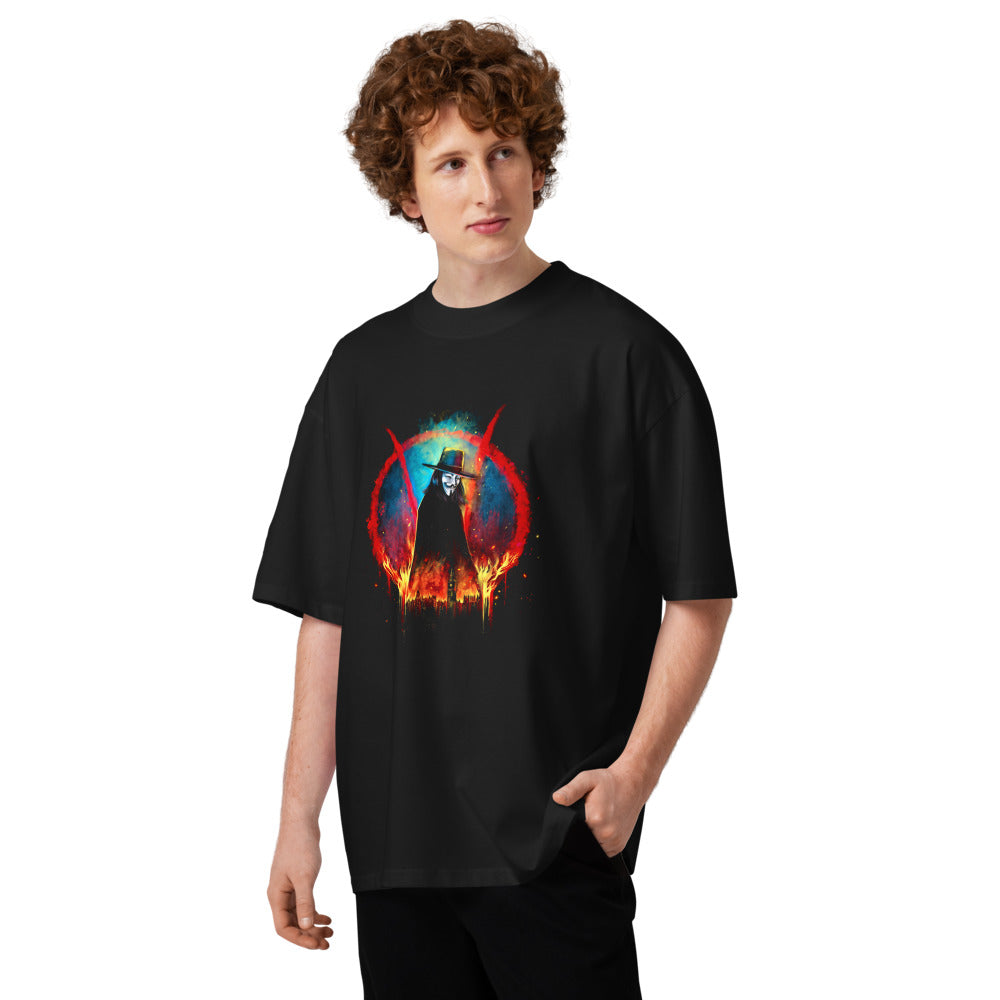 Oversize V For Vendetta Burning Big Ben Red V - Modelo masculino