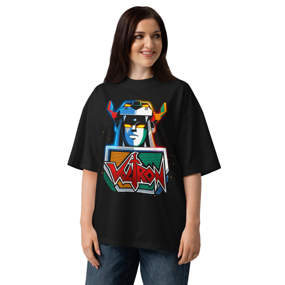 Oversize Voltron Neon Robot Head Yellow Eyes - Modelo femenina