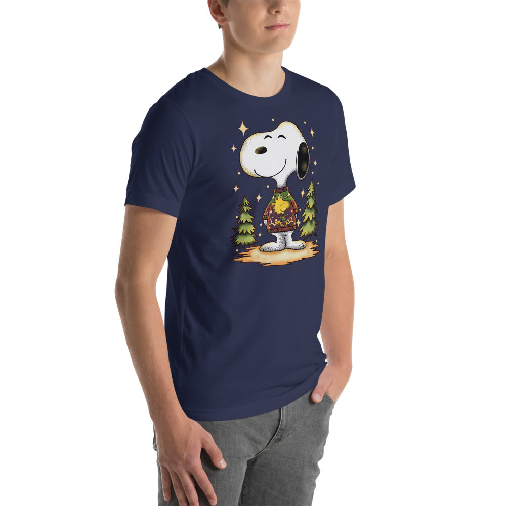 Playera Beagle de Navidad - Modelo masculino lateral