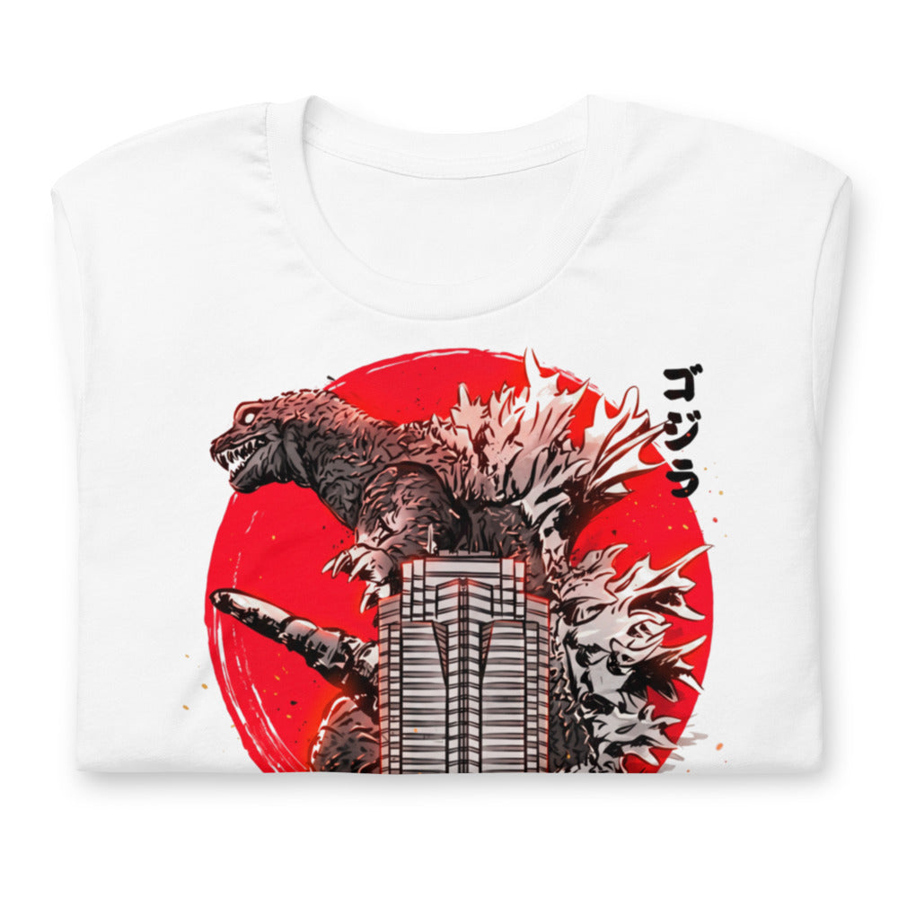 Playera Godzilla Sumi-e Red Sun Skyscraper - Doblado