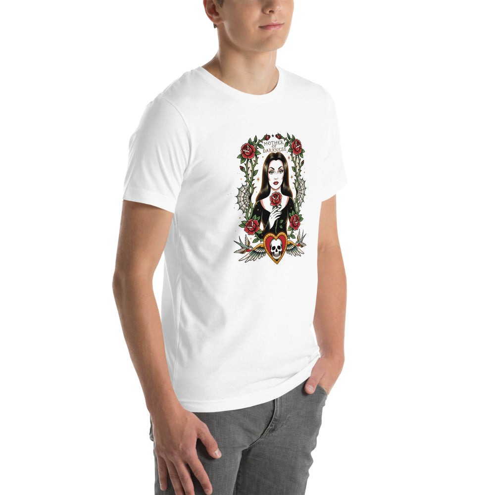 Playera Mother Of Darkness Gothic Woman Skull Heart - Modelo masculino lateral