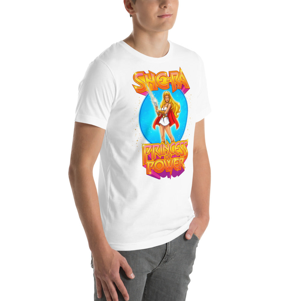 Playera She-Ra Princess Of Power Starry Blue Circle - Modelo masculino lateral