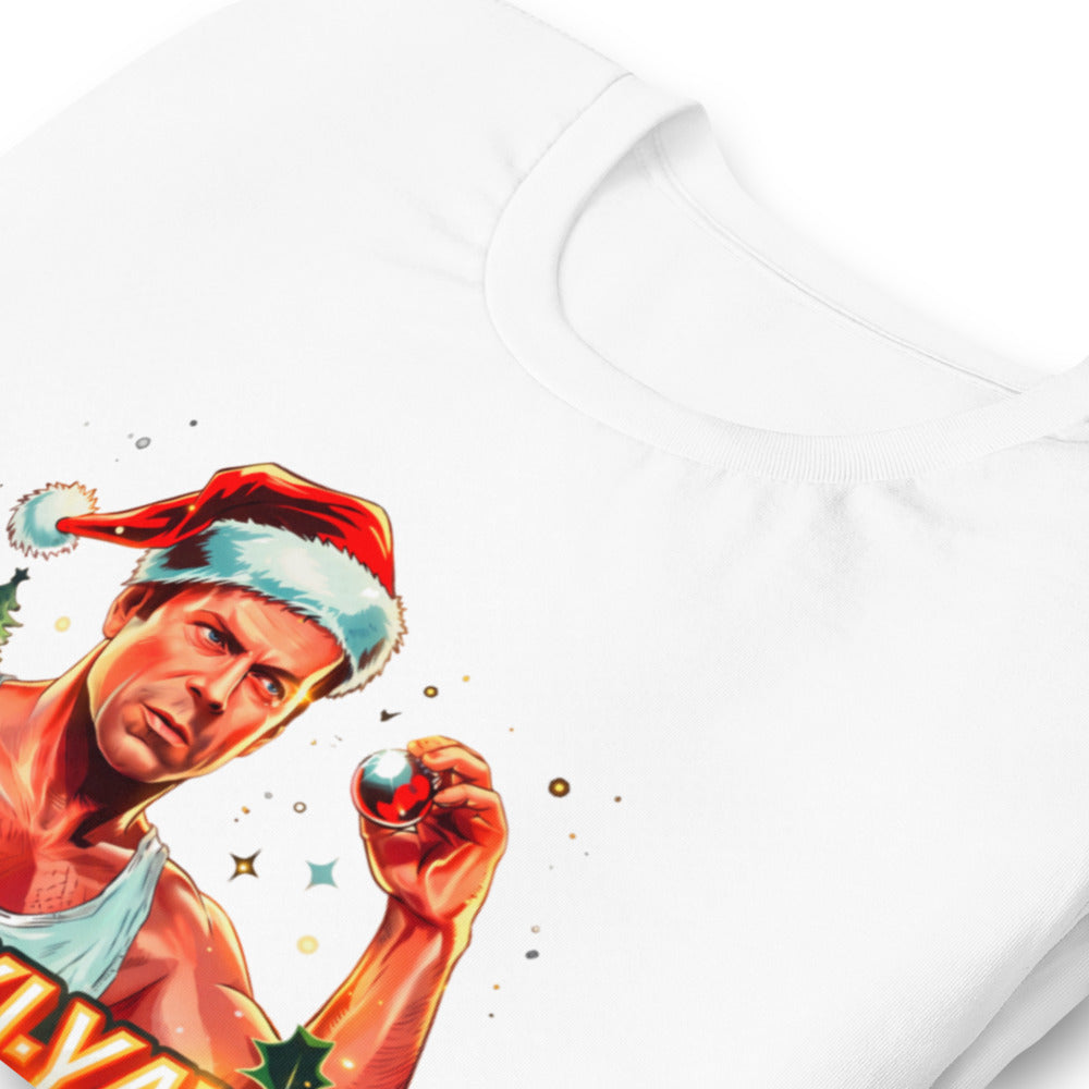Playera Yippee Ki Yay Ho Ho Ho Santa Hat - Doblado zoom