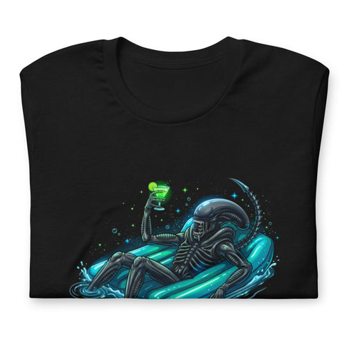 Playera Alien Xenomorph Pool Float Green Cocktail - Doblado