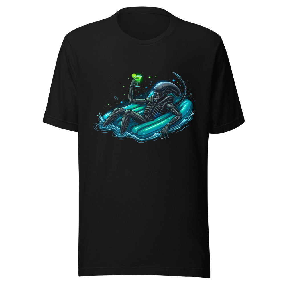 Playera Alien Xenomorph Pool Float Green Cocktail - Frente grande