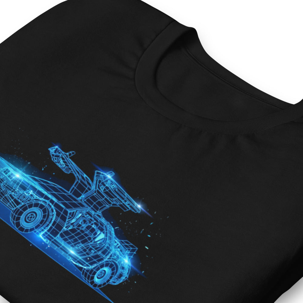 Playera Back To The Future DeLorean Neon Wireframe - Doblado zoom