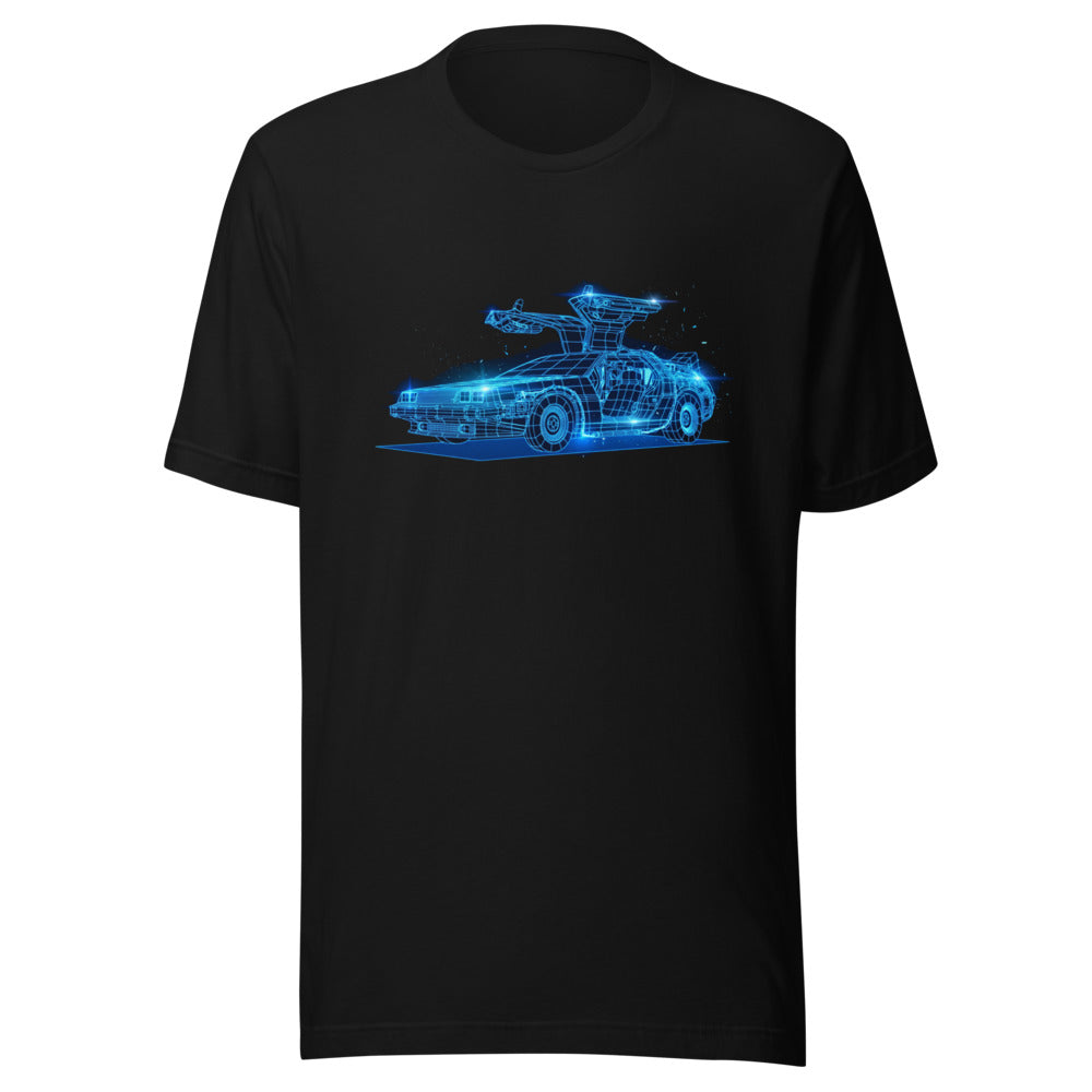 Playera Back To The Future DeLorean Neon Wireframe - Frente grande