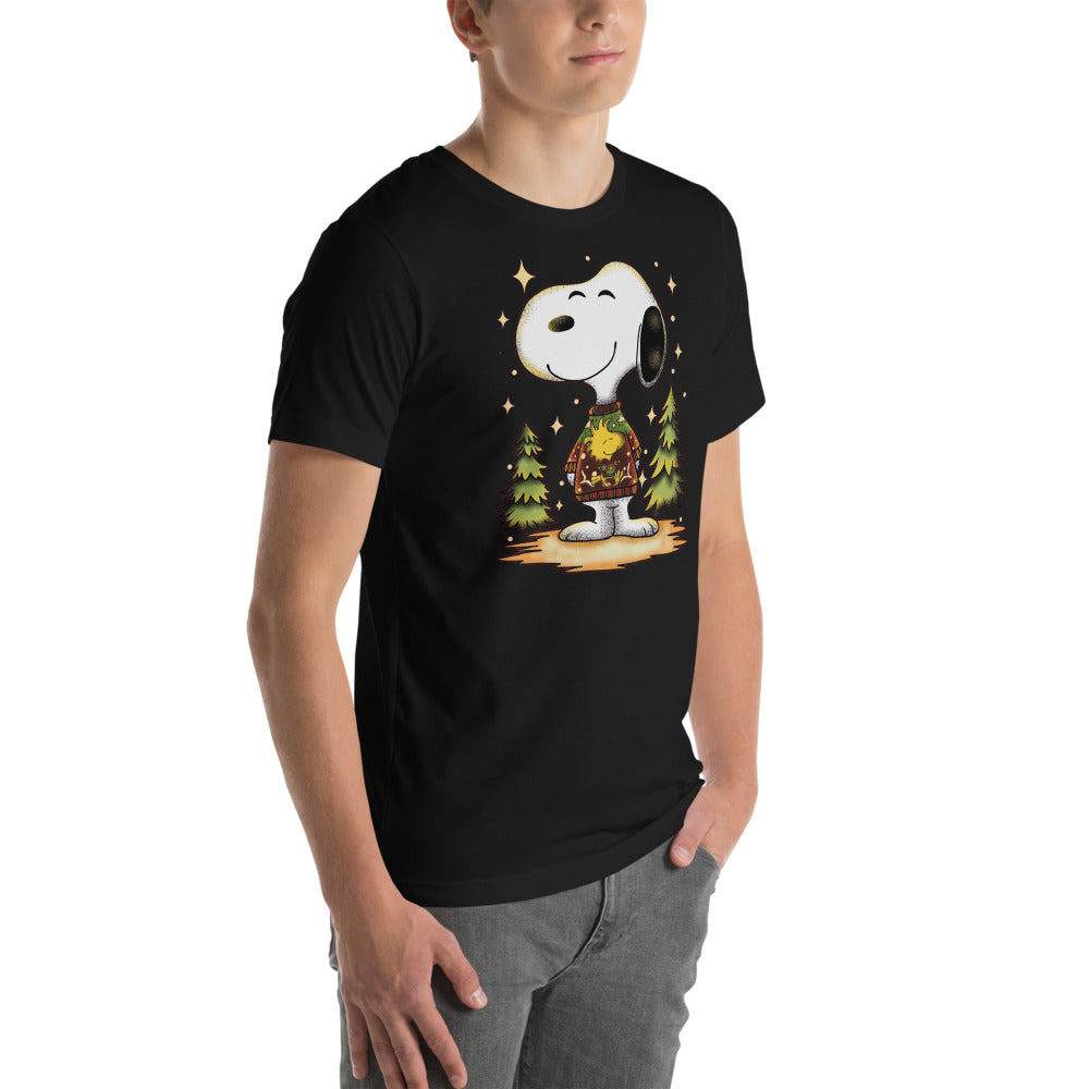 Playera Beagle de Navidad - Modelo masculino lateral