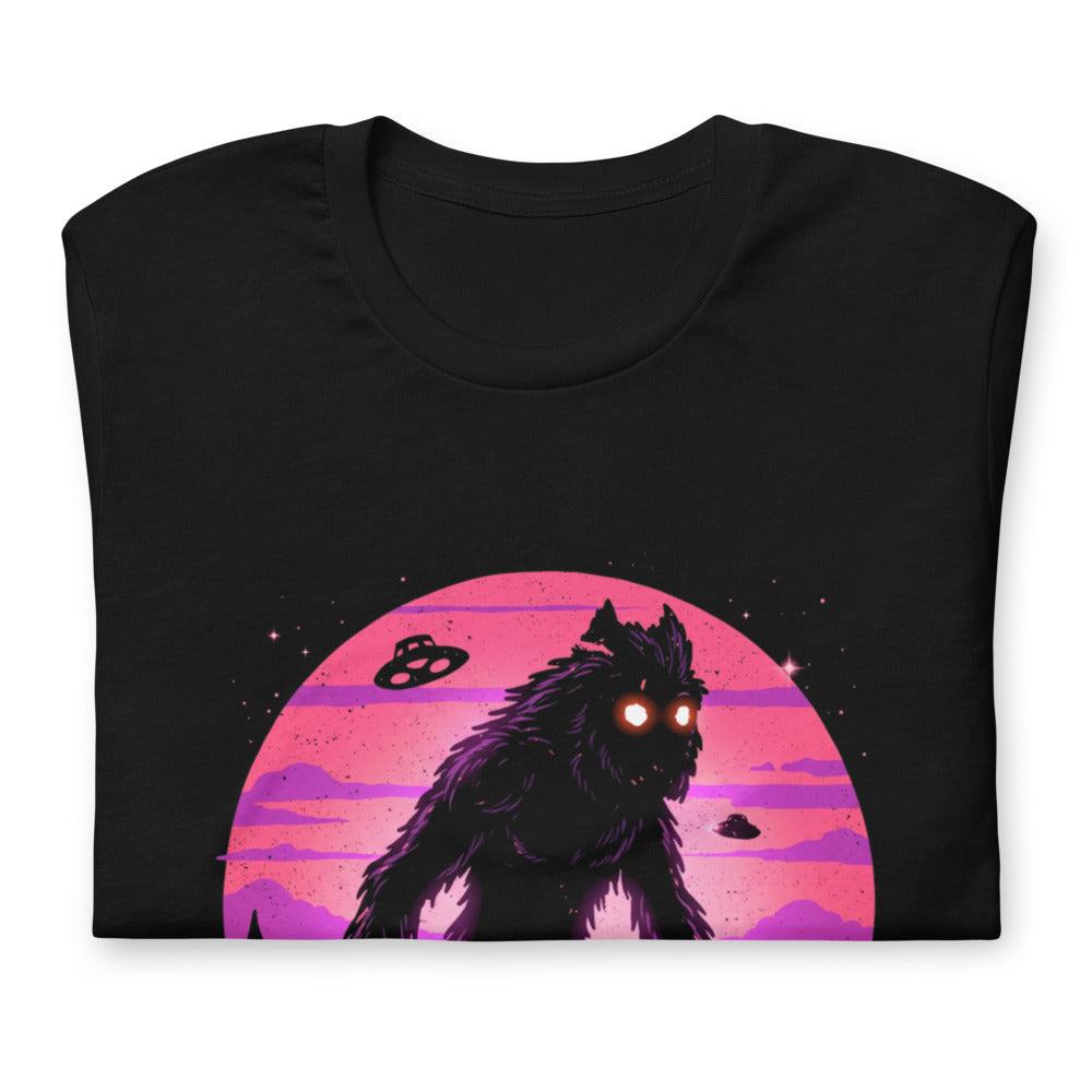 Playera Bigfoot UFO Retro Sunset - Doblado