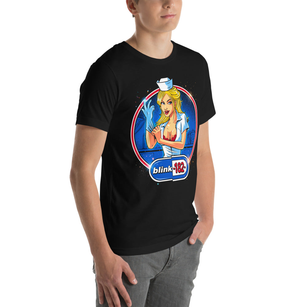 Playera Blink 182 Nurse Glove Capsule Logo - Modelo masculino lateral