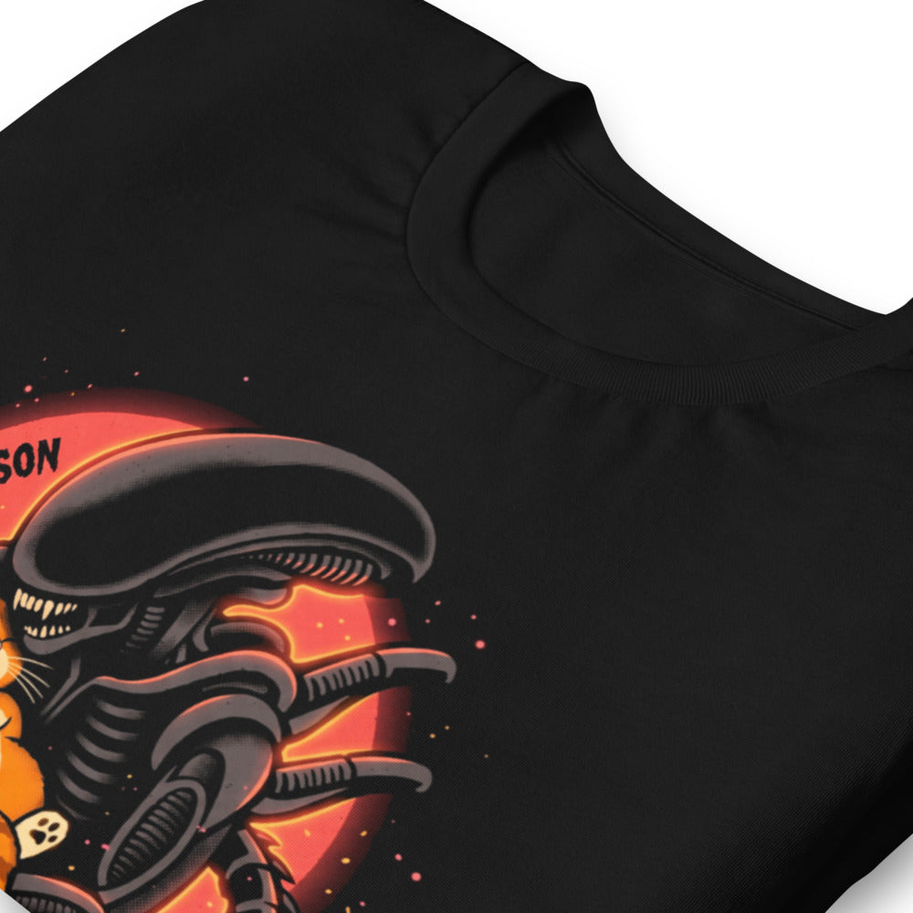 Playera Cat Person Xenomorph Hugging Orange Kitten - Doblado zoom