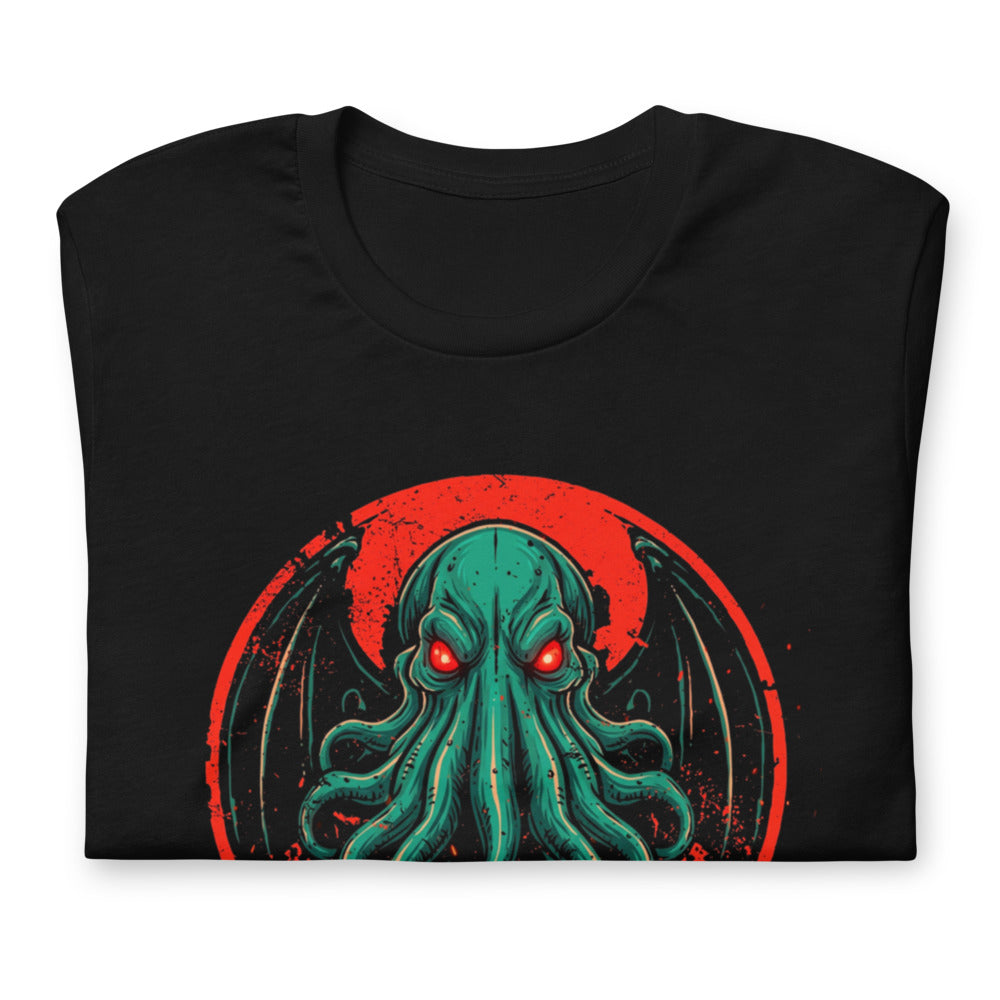 Playera Cthulhu Red Eyes Bat Wings - Doblado